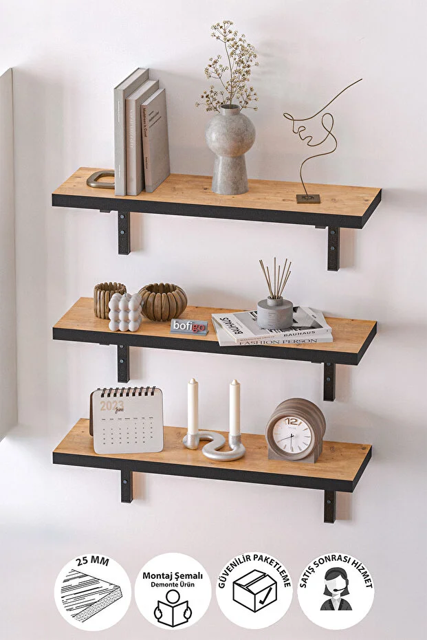 Duvar Rafı Uçan Raf Duvar Rafı Tv Rafı Kitaplık Rafı 80 x 19 Cm Çam